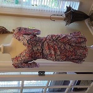 Parker Dahlia Daisy silk pink blue floral dress Vneck short sl ruffle hem 2 NEW…